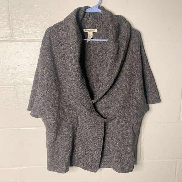 Vintage Carroll Reed Sweater Women SZ 1X Lambswool Angora Short Sleeve Cardigan - Picture 1 of 7